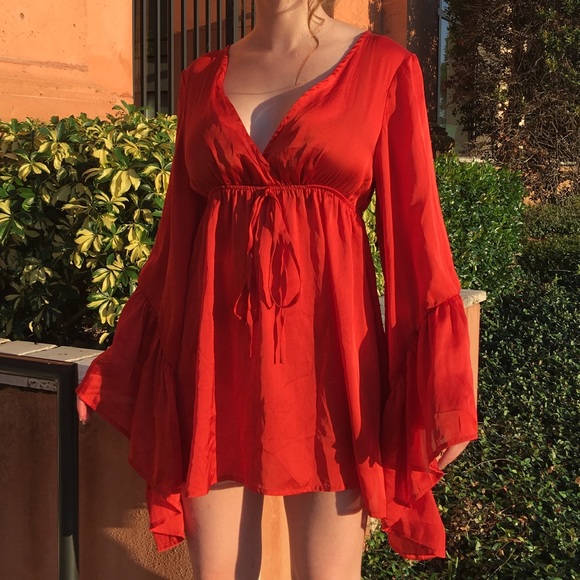 Arden B Dresses & Skirts - Orange Bell Sleeve Dress
